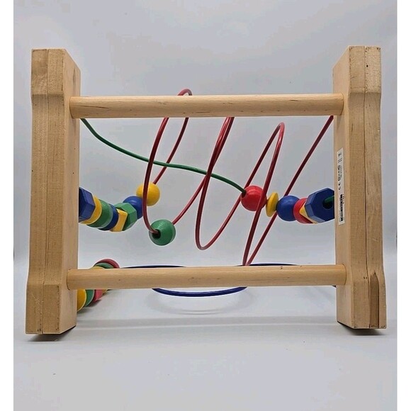 IKEA Wooden Circles Bead Maze Wire Roller Coaster Activity Puzzle 11x11x12" Toy - Picture 6 of 8